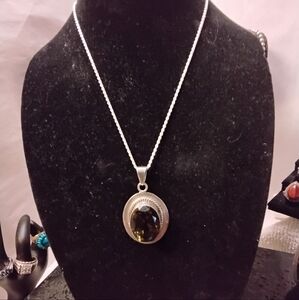 Huge Sterling Silver Pendant With 1.5mm Sterling Rope Necklace 19.5 Inch